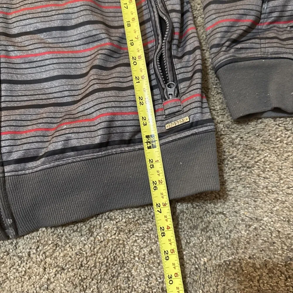 Empyre Jacket Mens Large Stripe Grey Snowboarding Technical Bonded Fleece Ski - Picture 7 of 11